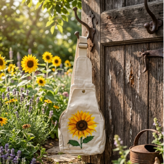 GARDECO Hand-Painted Sunflower Canvas Sling Bag for Women & Men Crossbody Bag with Adjustable Strap & 4 Pockets