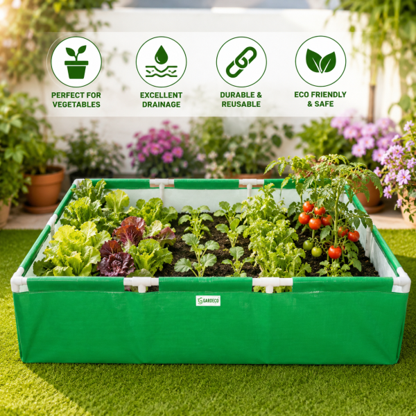 HDPE 450 GSM UV Stabilized Bed for Azolla Cultivation/Aquaponic/Fish Farming/Terrace Gardening with PVC Pipe Support (6x4x1-Feet) Pack of 1
