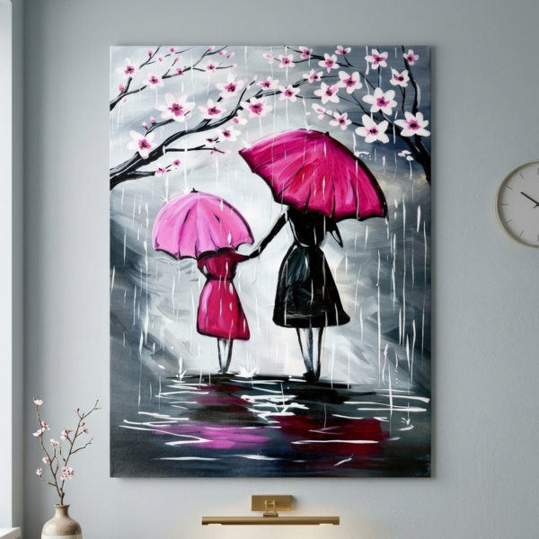 Cherry Blossom Modern Canvas Art Painting for Living Room | Bedroom Canvas 18 inch x 12 inch Painting (With Frame)