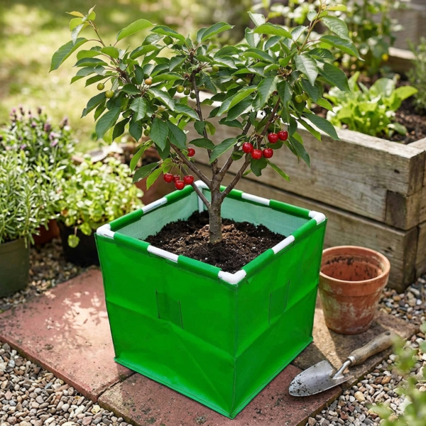 HDPE UV Protected 360 GSM Rectangular Plants Grow Bag Suitable for Terrace Gardening with PVC Pipe Support (24x24x24 inch) Pack of 1