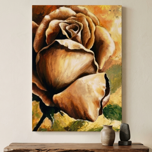 Earthy Rose Modern Canvas Art Painting for Living Room | Bedroom Canvas 18 inch x 12 inch Painting (With Frame)