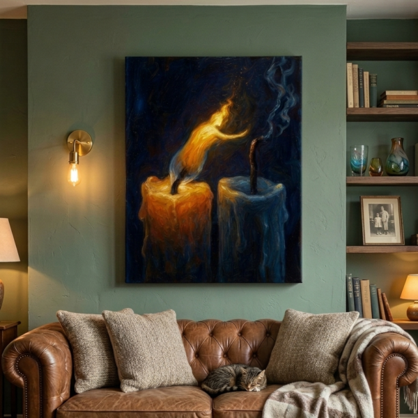 Passing of the Spark Surreal Modern Canvas Art Painting for Living Room | Bedroom Canvas 18 inch x 12 inch Painting (With Frame)