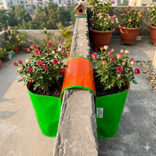 HDPE 260 GSM Double Side Railing Planters for Flowers and Plants (20x12-INCH) Pack of 2