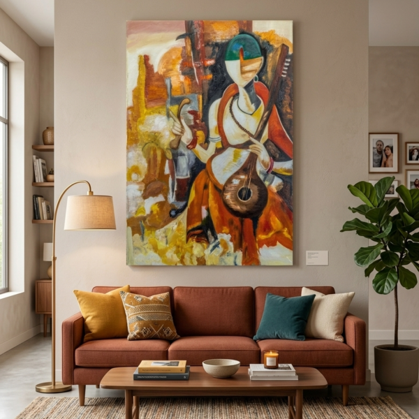 Lord Narad Modern Canvas Art Painting for Living Room | Bedroom Canvas 18 inch x 12 inch Painting (With Frame)