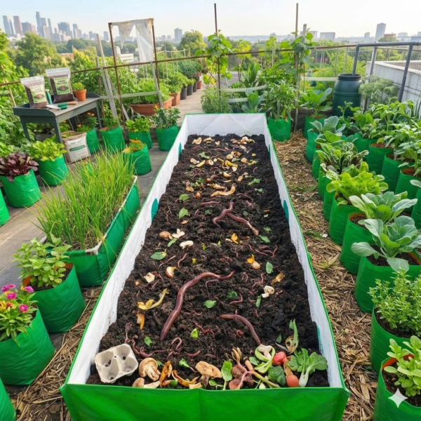 GARDECO 450 GSM HDPE UV Treated Organic Vermi Compost Maker Bed, 10ft x 4ft x 2ft (Pack of 1)