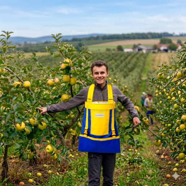 Multi-Purpose Fruit/Flower Picking Bag, Heavy Duty Adjustable Harvest Garden Apron with Pocket for Tools, Large Storage,Farm Helper, Free Your arm and Hand (Blue+Yellow) Pack of 1